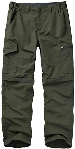 hiking pants for men convertible zip off lightweight quick dry breathable fishing safari shorts6226army36