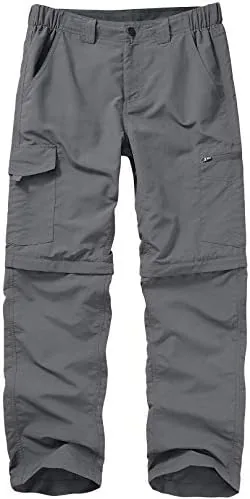 mens hiking pants convertible boy scout quick dry lightweight zip off outdoor fishing travel safari pants6226grey34