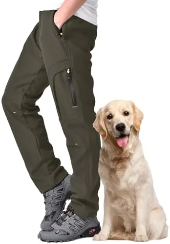toomett mens snow pants skiing winter insulated soft shell outdoor fleece lined hiking pants with zipper pocketsmh4409earth tone36