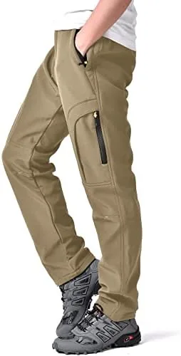 toomett mens snow pants skiing winter insulated soft shell outdoor fleece lined hiking pants with zipper pocketsmh4409khaki38
